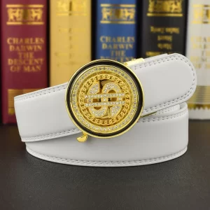 2024 new Luxury Genuine Leather Men Automatic Belt Jeans Rhinestone Metal Rotatable Belt Buckle Business Belt ceinture homme 1